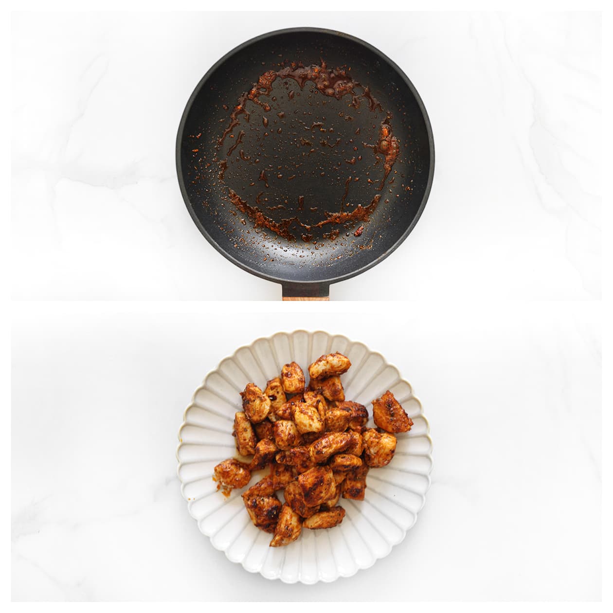 Kip uit de pan scheppen