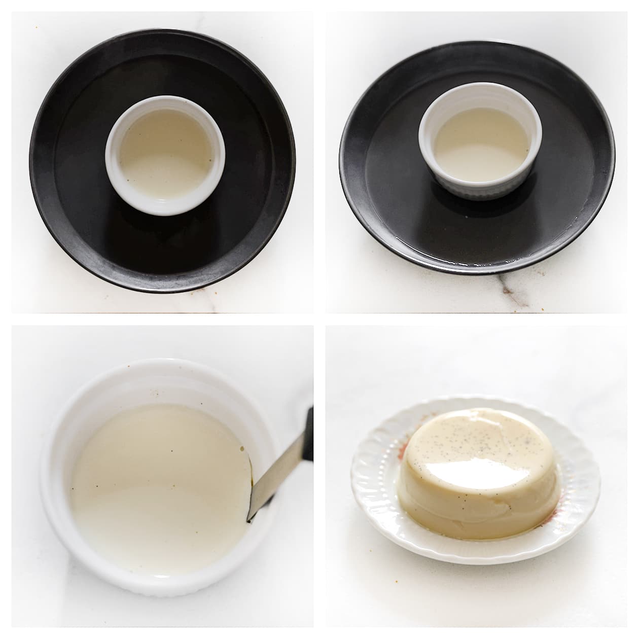 Panna cotta uit de glaasjes halen