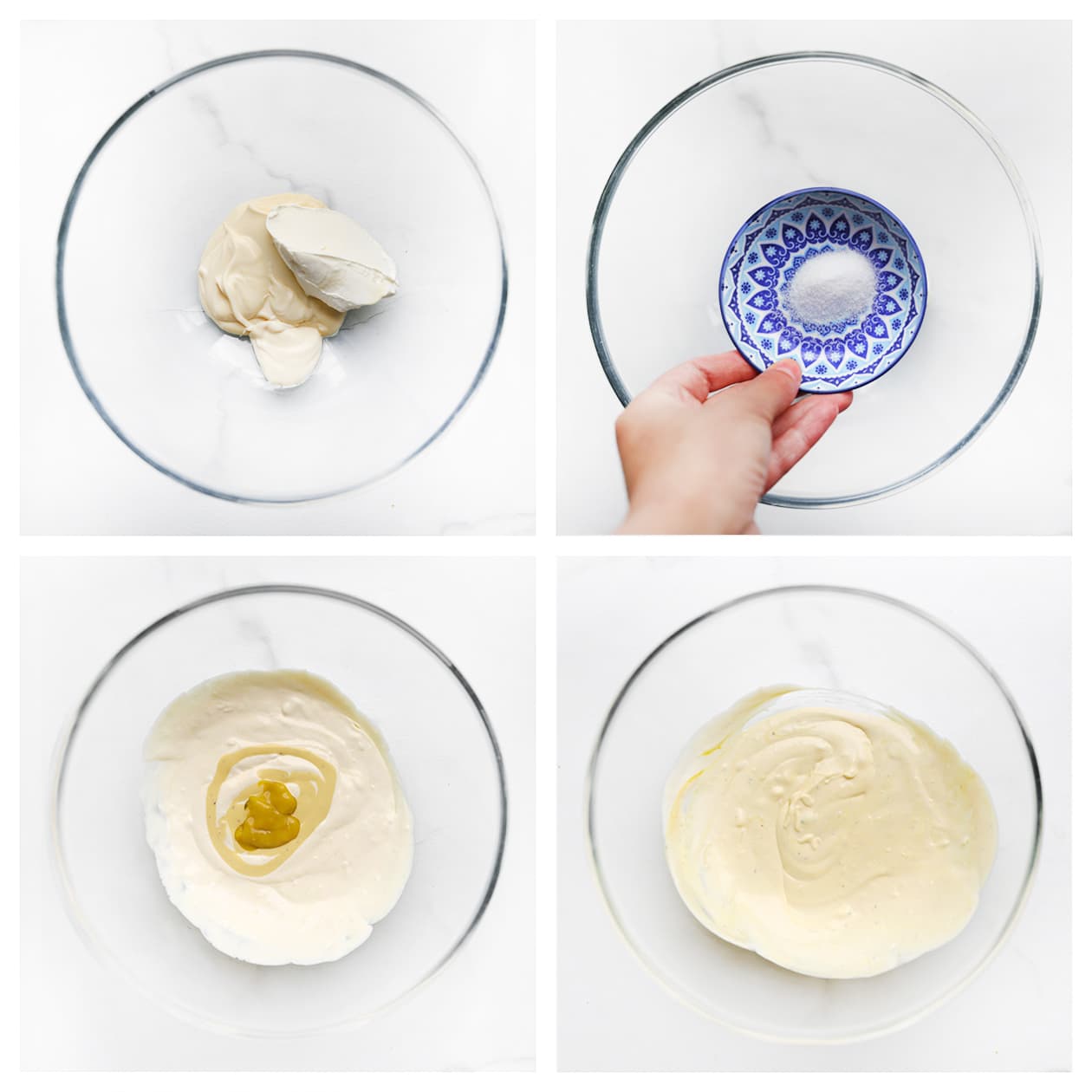 Sausjes mengen in een kom voor de huzarensalade