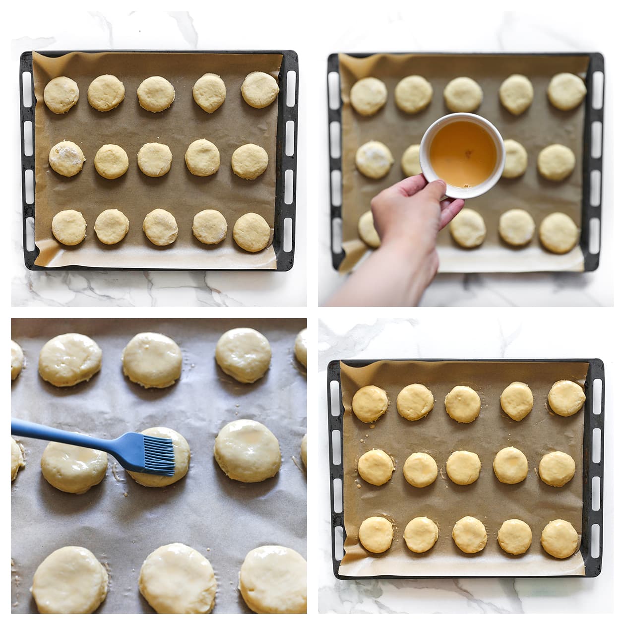Scones bestrijken met ei