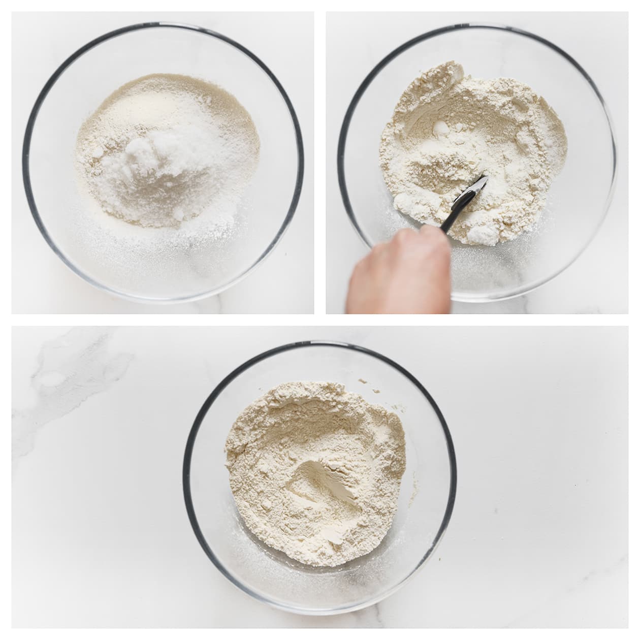 Suiker mengen door de gezeefde bloem voor het maken van de scones
