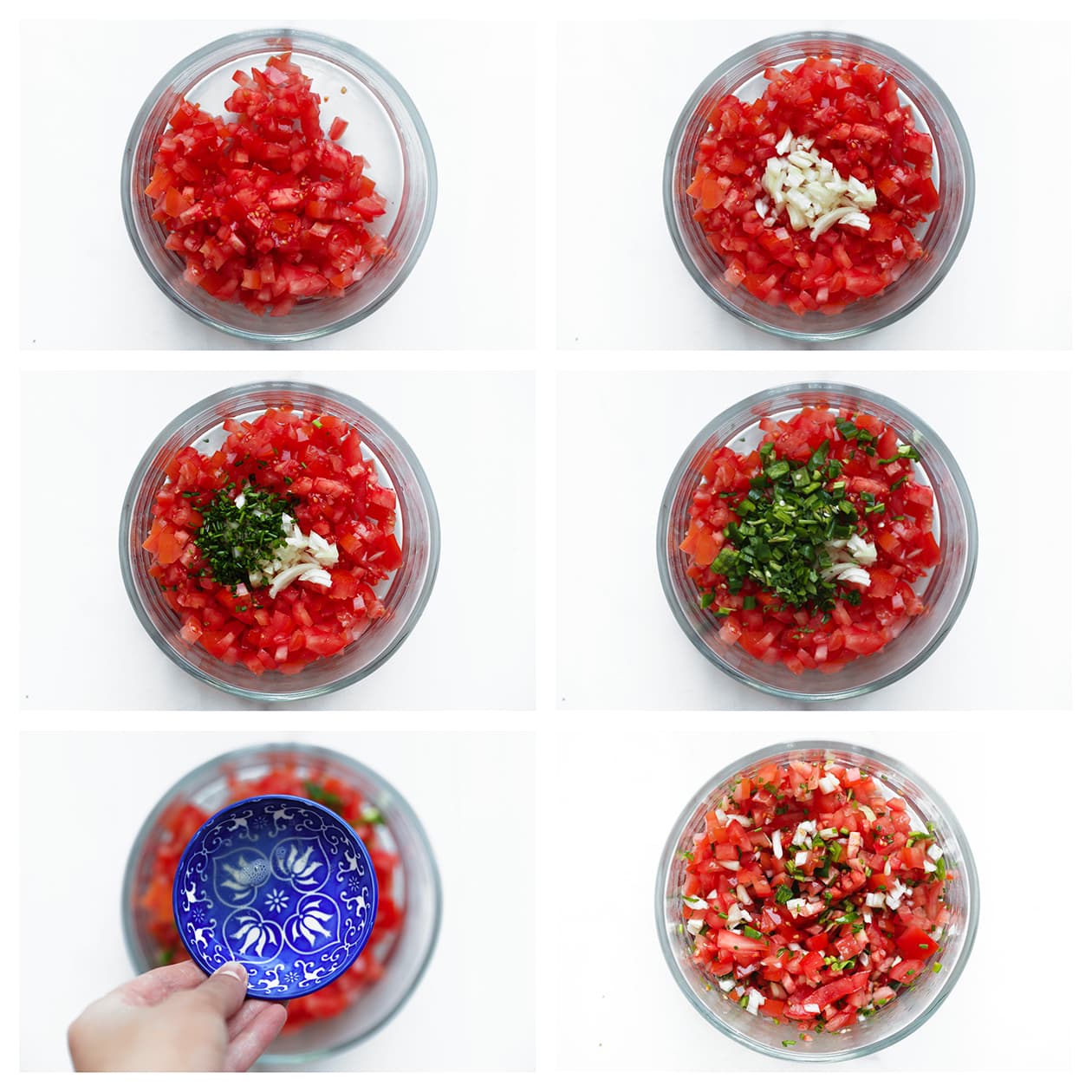 Groenten mengen voor de pico de gallo salsa