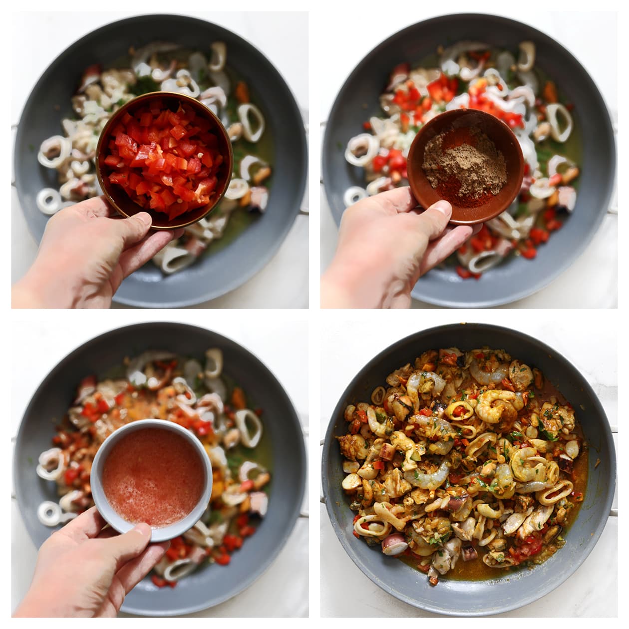 Groenten toevoegen aan de paella