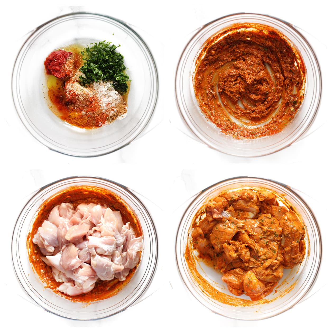 Kip mengen met de marinade voor de shoarma