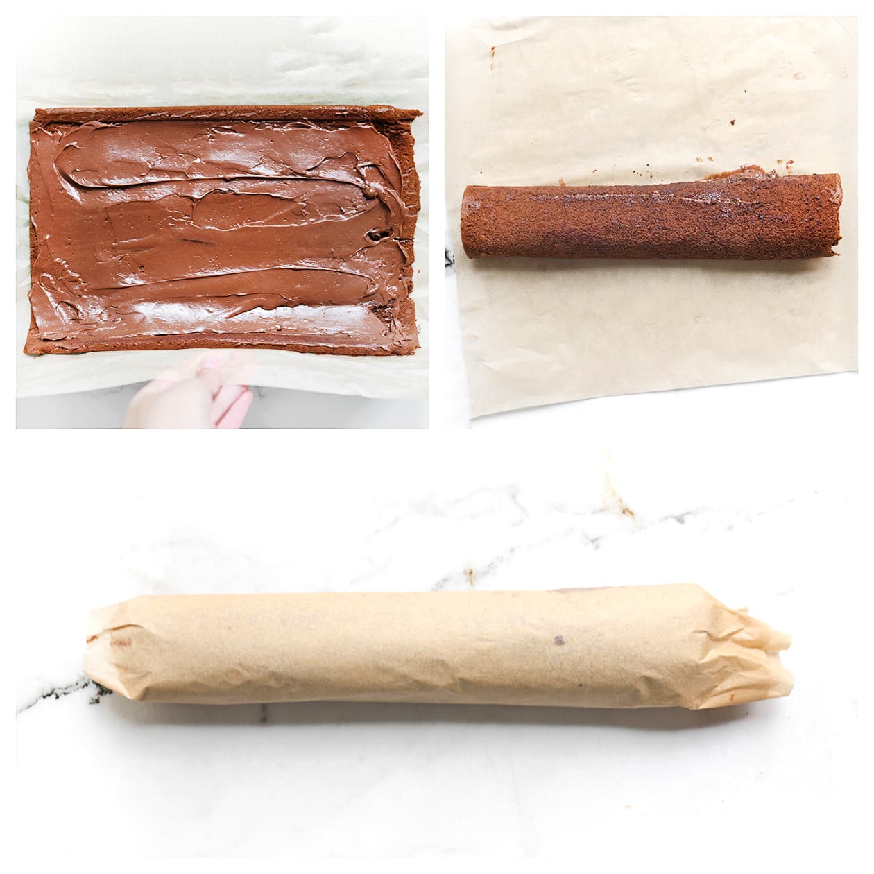 Chocolade rolcake met mascarponevulling strak oprollen