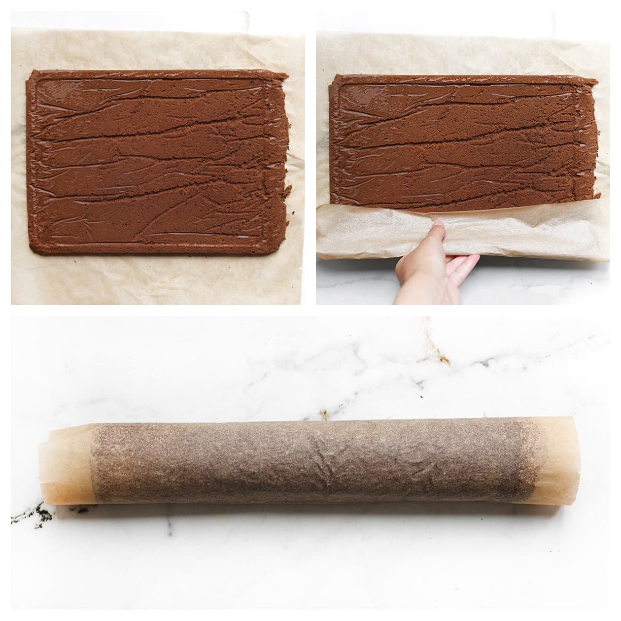 Warme chocoladecake omkeren op een vochtige theedoek