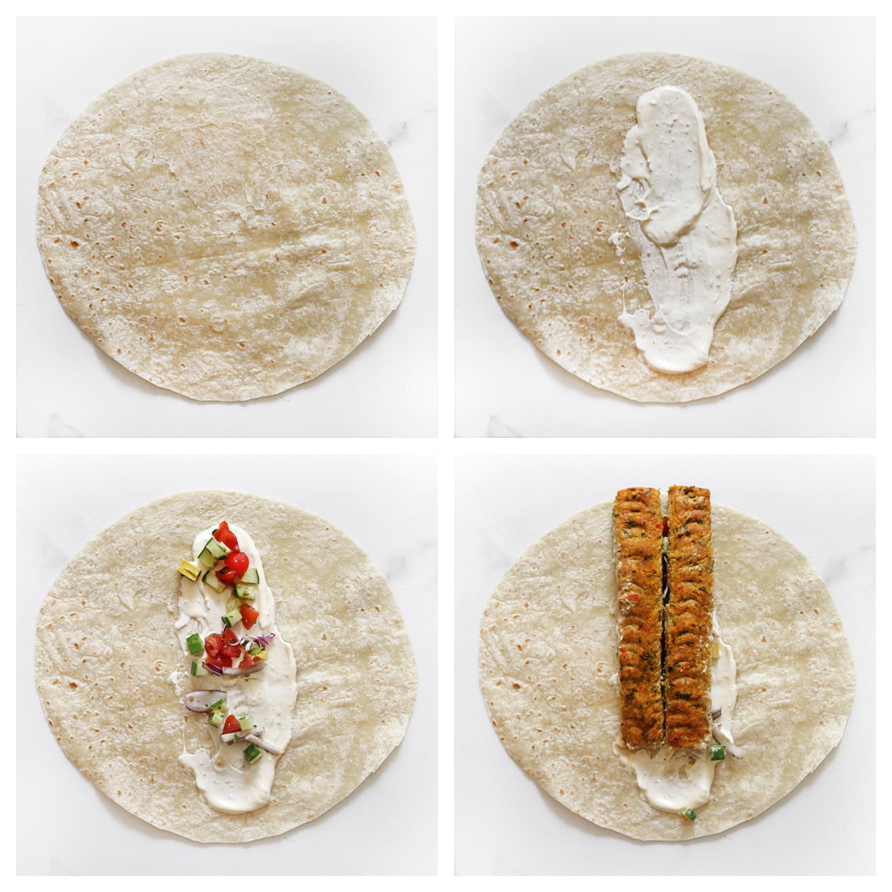 Kip adana kebab met groenten en saus op een wrap