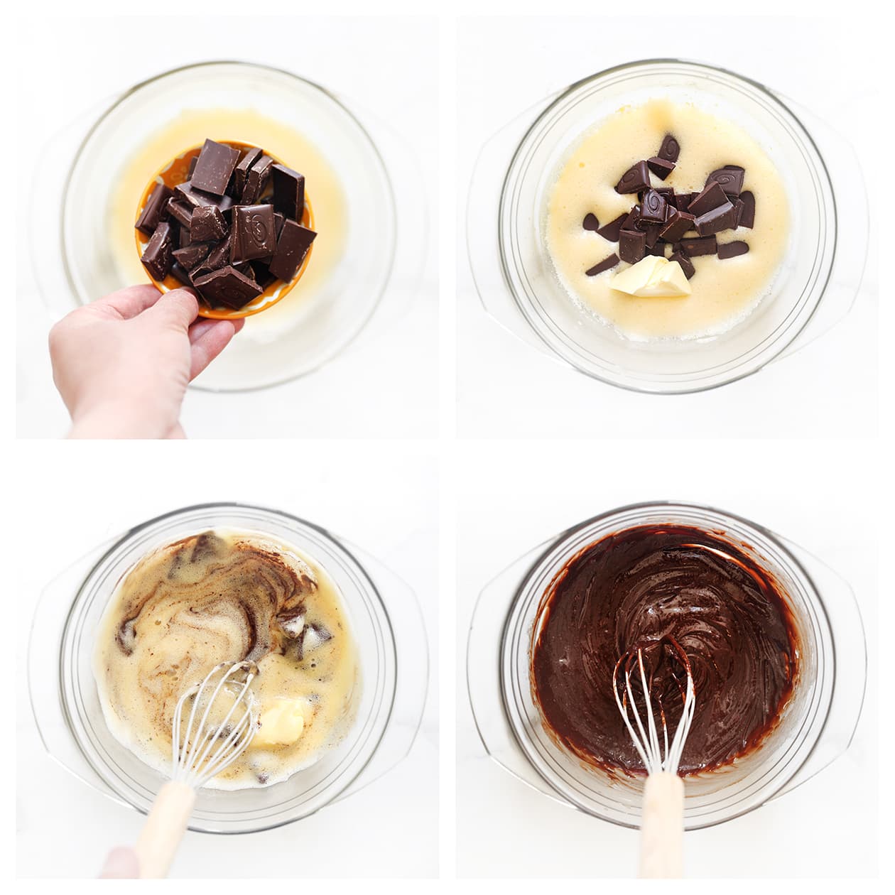 Pure chocolade en roomboter in warm eimengsel