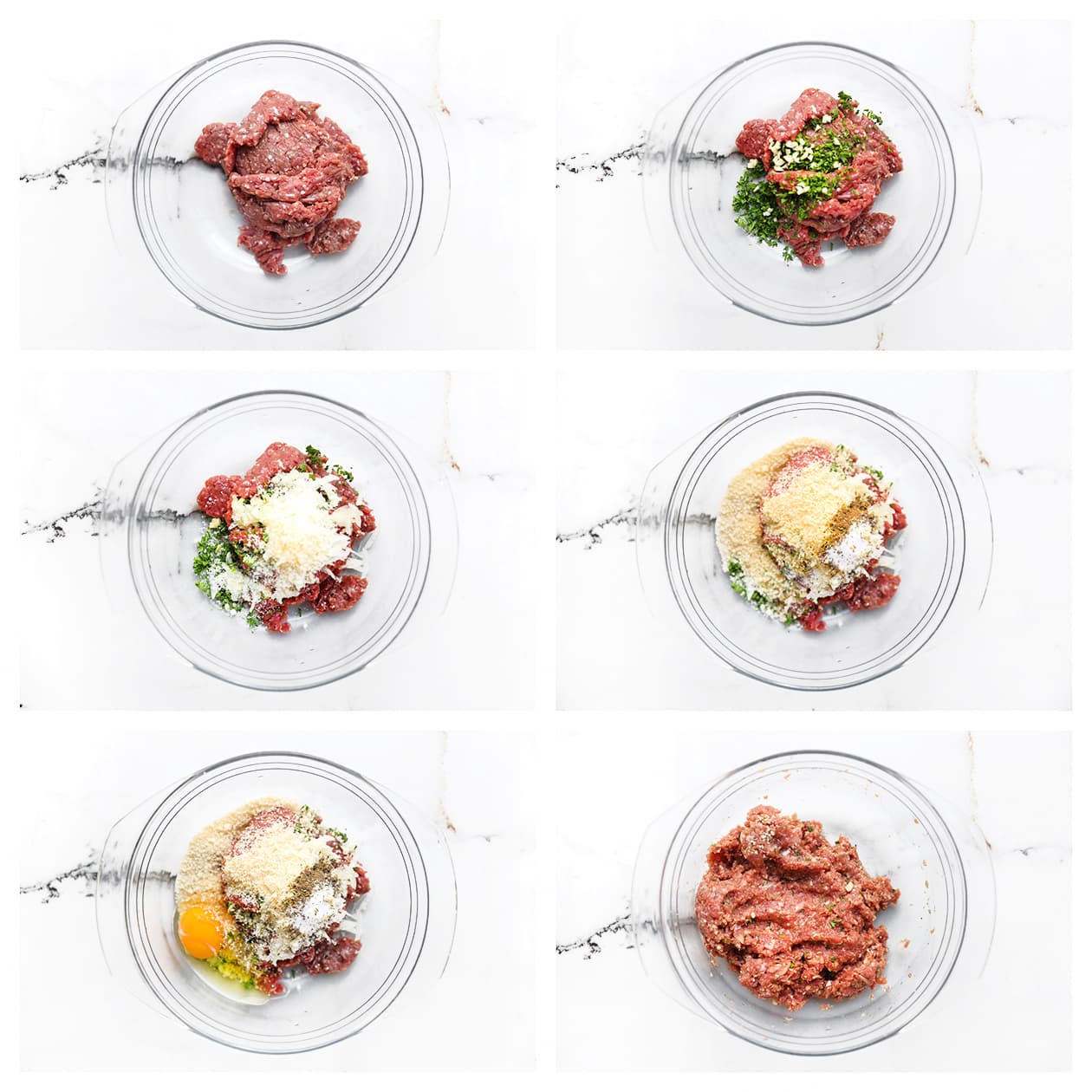 Gehakt mengen met Parmezaanse kaas, peterselie en knoflook