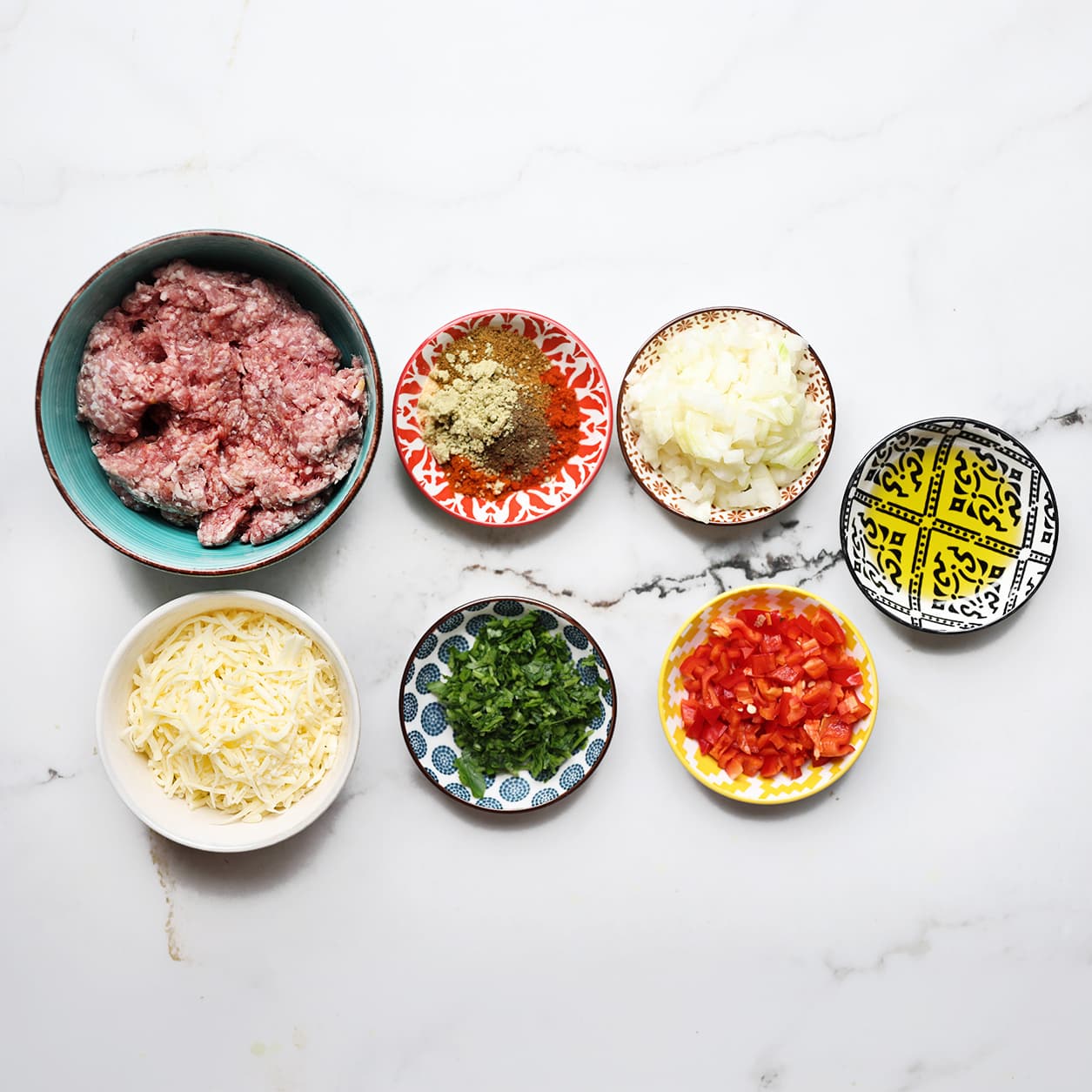 Ingrediënten voor gehakt
