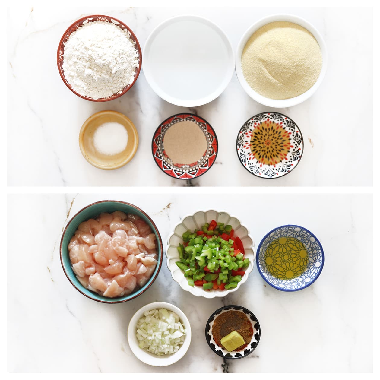 ngrediënten voor het maken van kip panbroodjes