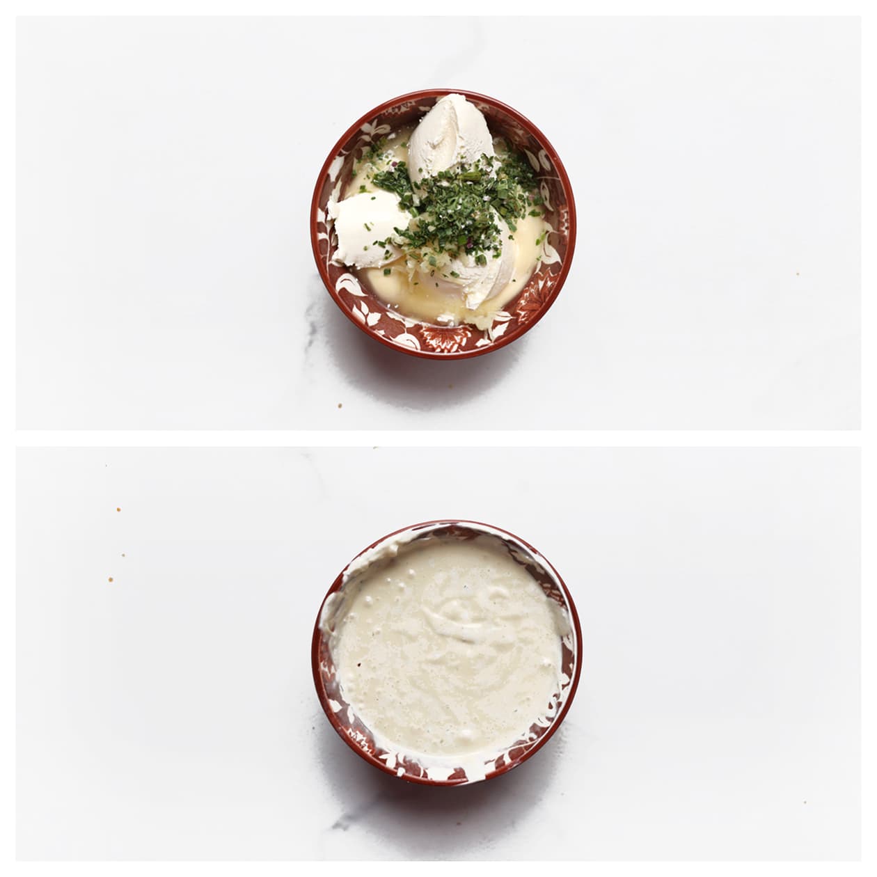 Ingrediënten voor knoflooksaus in een kom