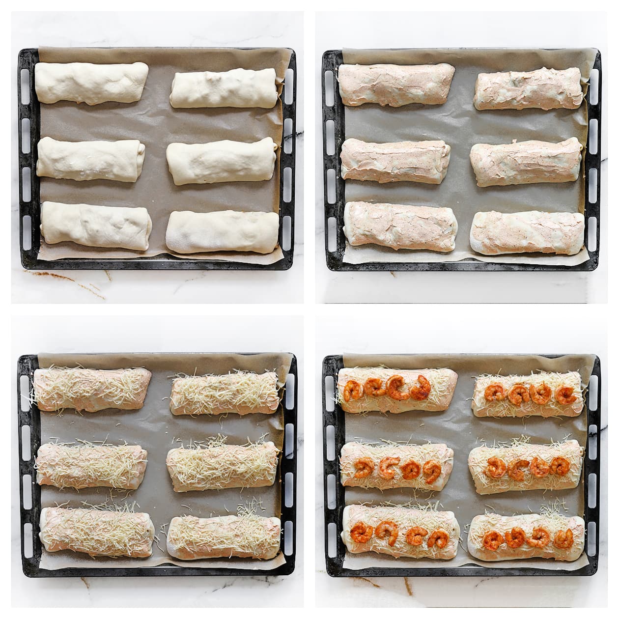 Kipbroodjes met pittige kruidenroomkaas en geraspte kaas