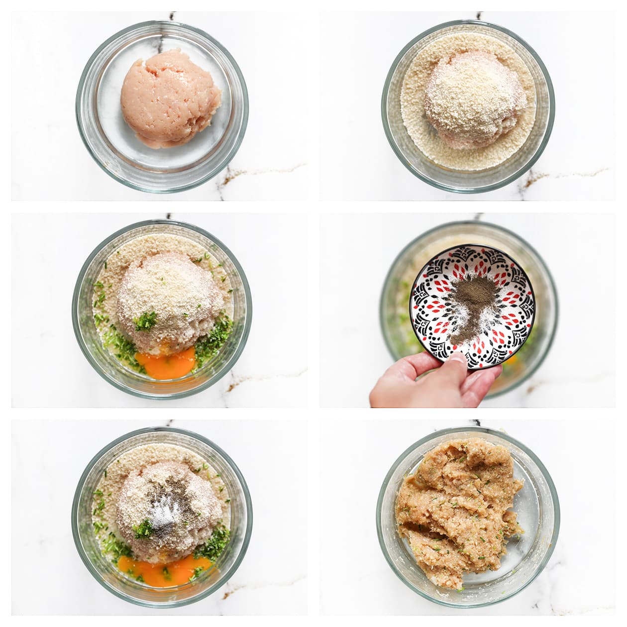 Kipgehakt mengen met panko, bieslook en ei