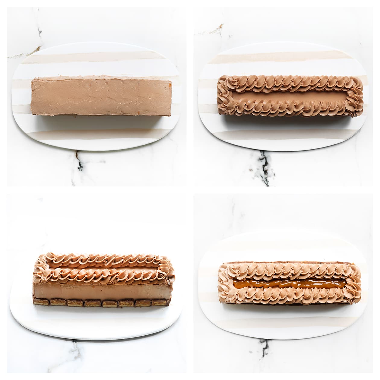 Snickers dessert afgewerkt met Snickers en gehakte pinda's