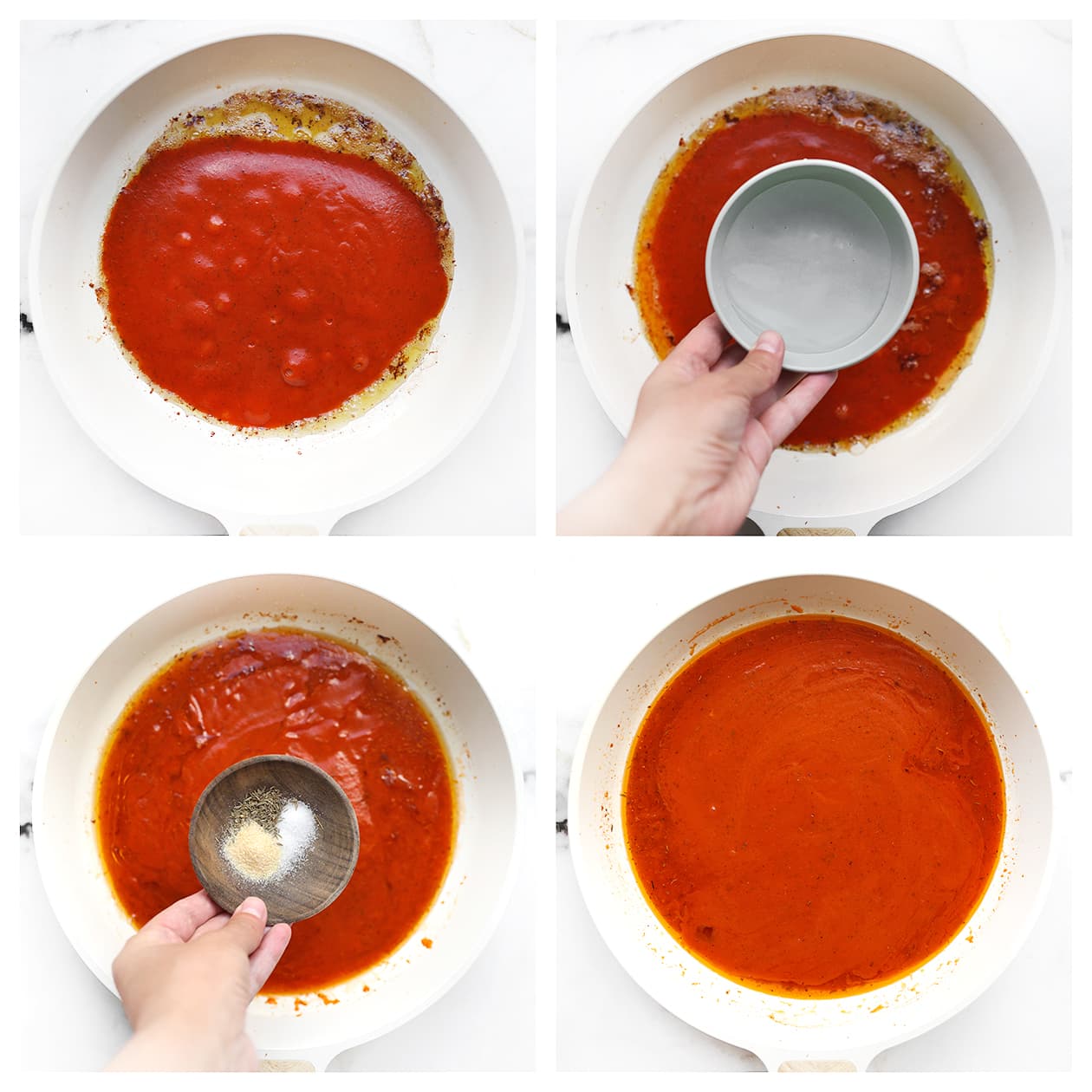 Tomatensaus bereiden met knoflookpoeder en Italiaanse kruiden