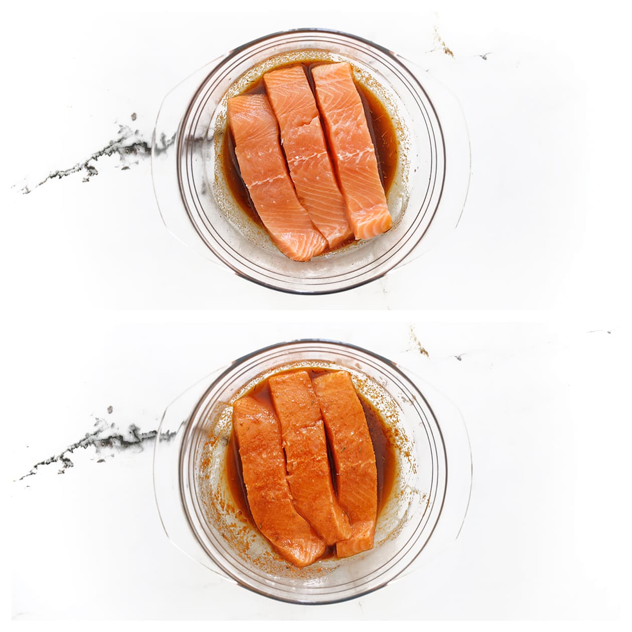 Zalm wordt bedekt met een kruidig kruidenmengsel