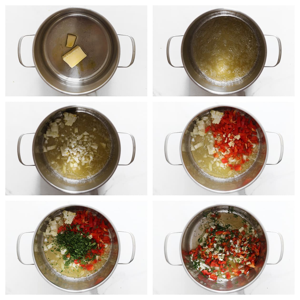 Ui, paprika, knoflook en peterselie bakken voor bulgur pilavi