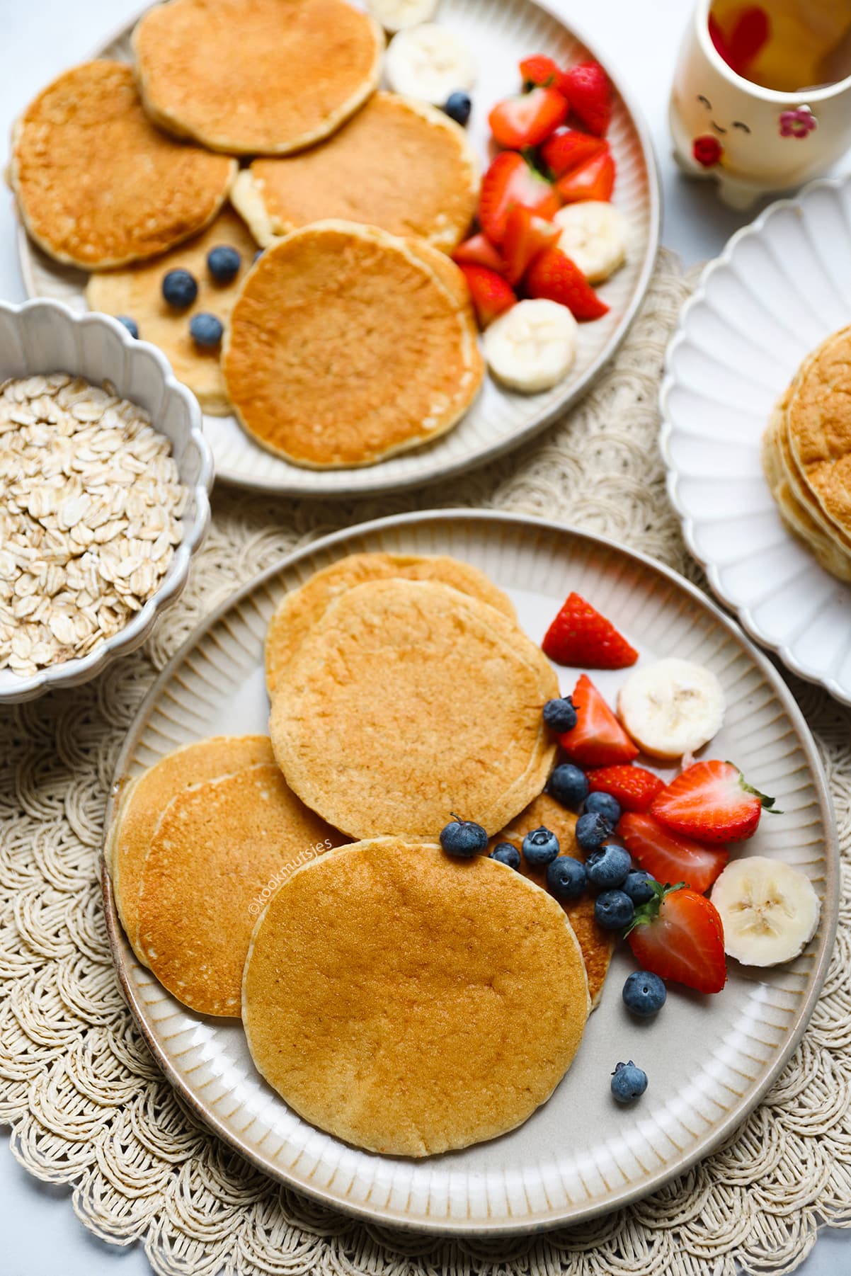 Luchtige havermout pancakes met honing