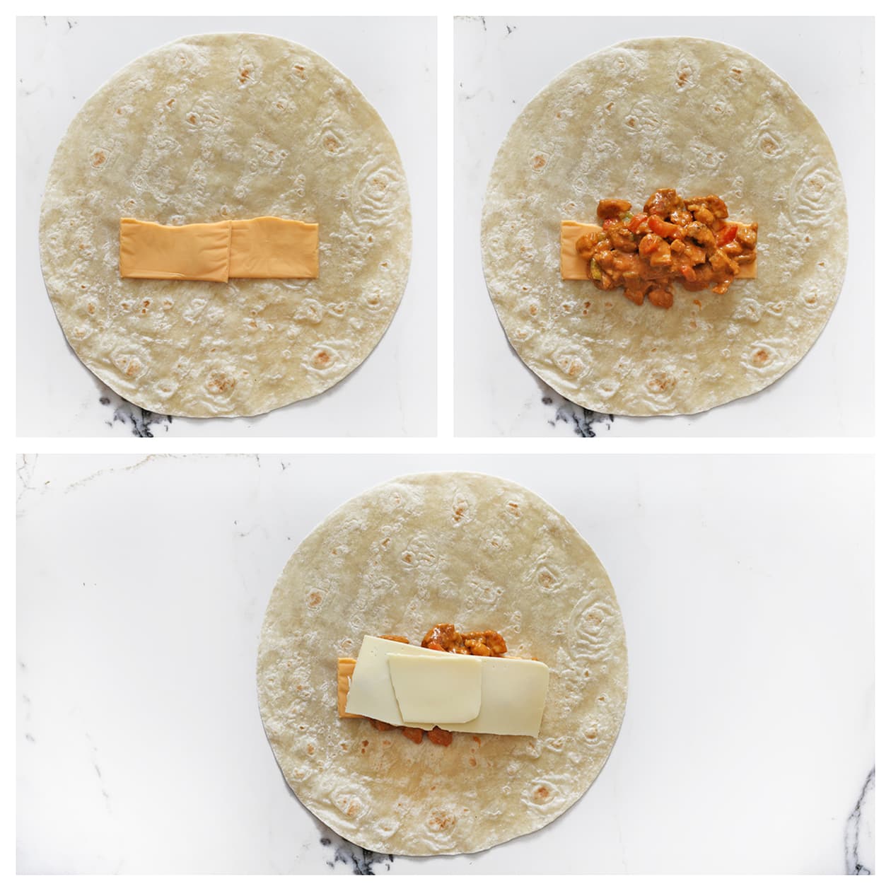 Tortilla wrap vullen met pittige kip en cheddar